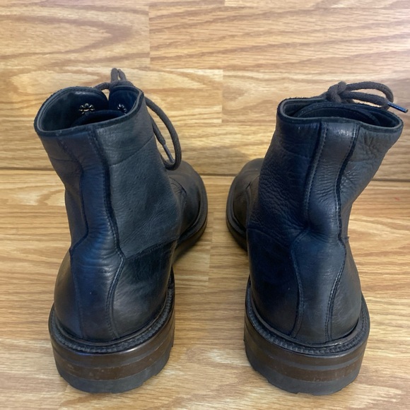 Frye Bowery Lace Up Boots Black Pebbled Leather Men’s 8.5 M Made in Italy - Picture 5 of 13